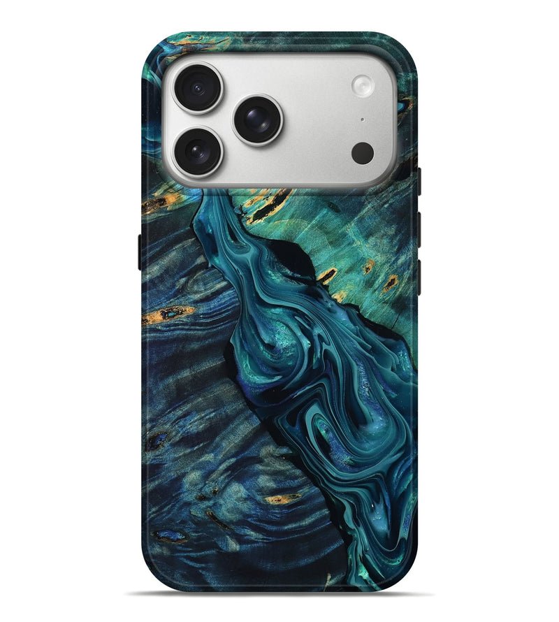 iPhone 17 Pro Max Wood Live Edge Phone Case - Flora (Blue, 807311)