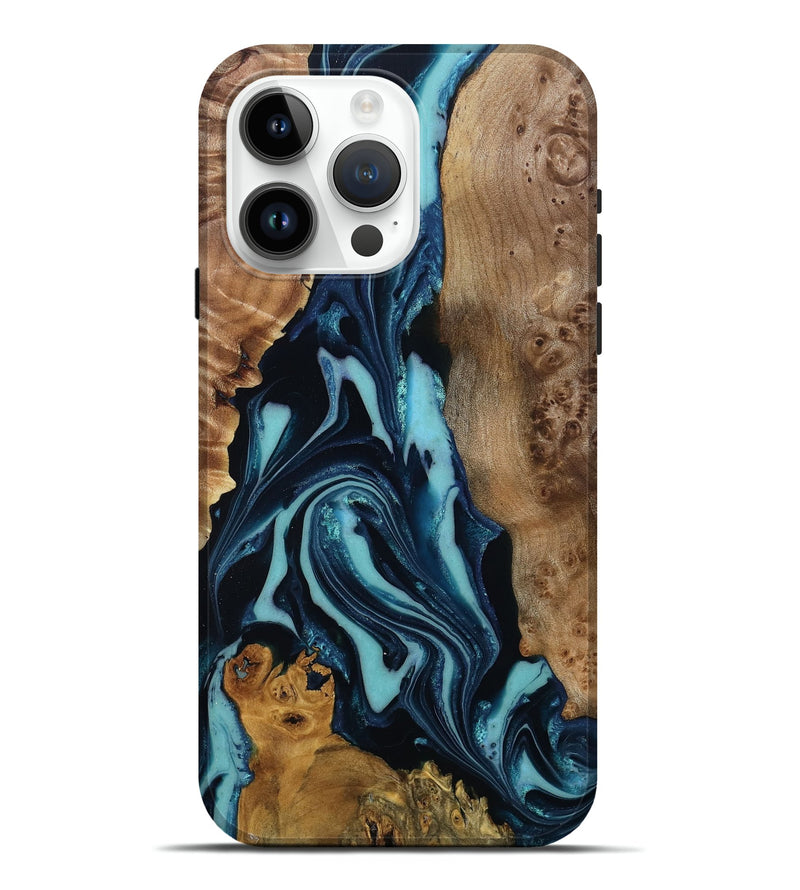iPhone 15 Pro Max Wood Live Edge Phone Case - Nori (Blue, 807313)