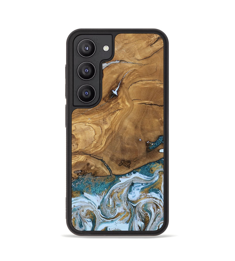 Galaxy S23 Wood Phone Case - Lilyana (Teal & Gold, 807325)