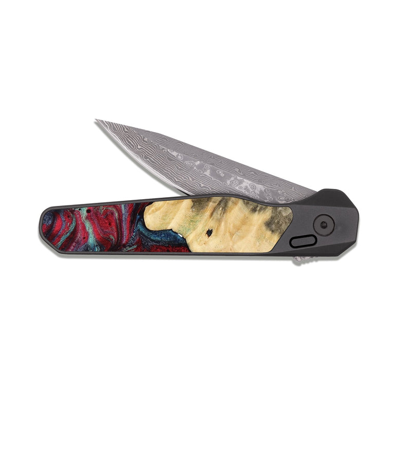 EDC Dark Damascus Wood Pocket Knife - Jolette (Red, 807335)