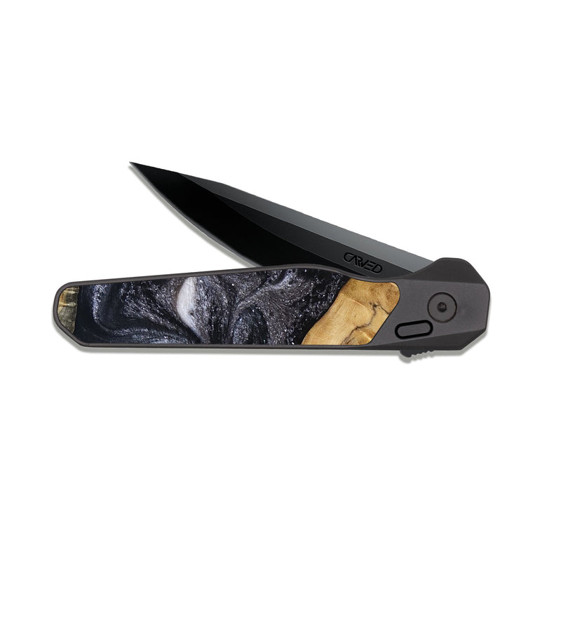 EDC Dark Slate Wood Pocket Knife - Jules (Black & White, 807336)