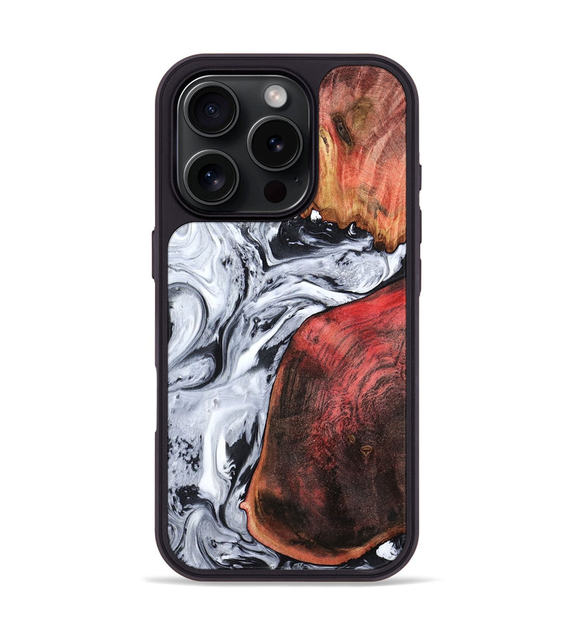 iPhone 16 Pro Wood Phone Case - Evans (Black & White, 807337)