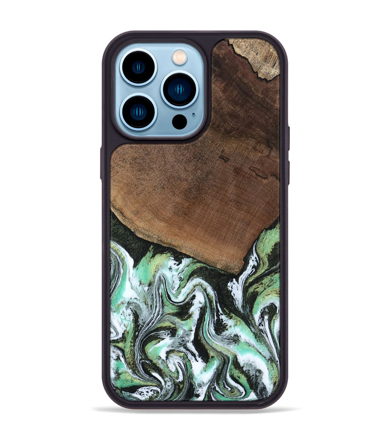 iPhone 14 Pro Max Wood Phone Case - Cindi (Green, 807345)