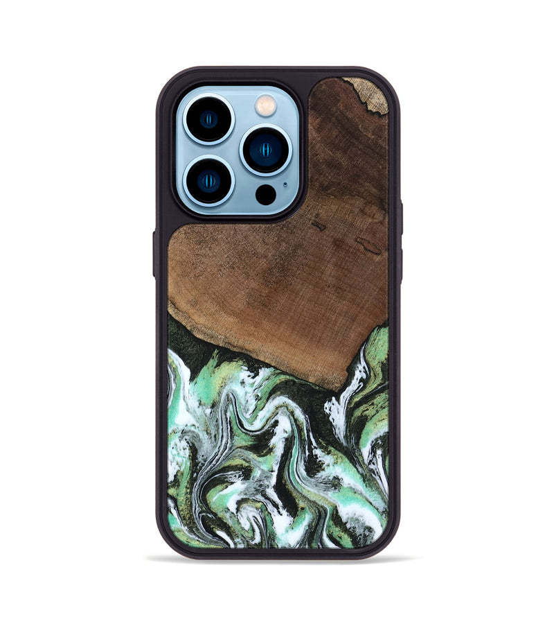 iPhone 14 Pro Wood Phone Case - Cindi (Green, 807345)