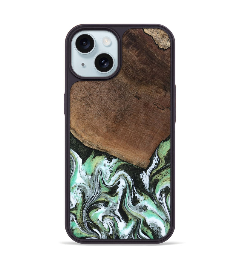 iPhone 15 Wood Phone Case - Cindi (Green, 807345)
