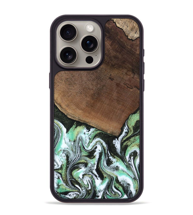 iPhone 15 Pro Max Wood Phone Case - Cindi (Green, 807345)