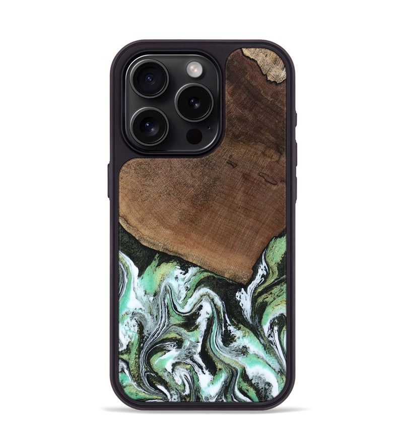 iPhone 15 Pro Wood Phone Case - Cindi (Green, 807345)