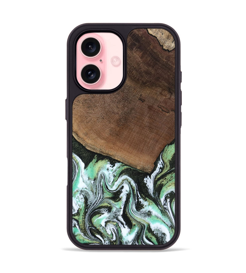 iPhone 16 Wood Phone Case - Cindi (Green, 807345)