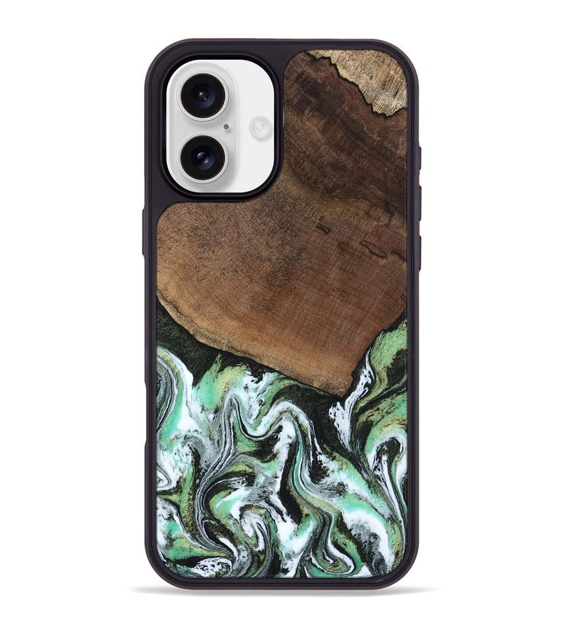 iPhone 16 Plus Wood Phone Case - Cindi (Green, 807345)