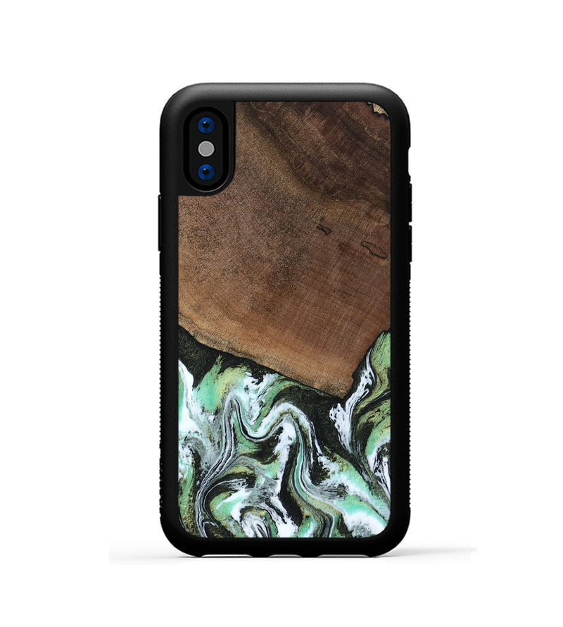 iPhone Xs Wood Phone Case - Cindi (Green, 807345)