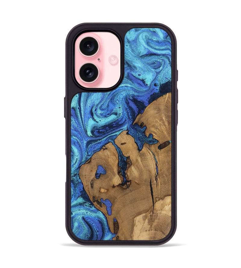 iPhone 16 Wood Phone Case - Cortney (Blue, 807378)