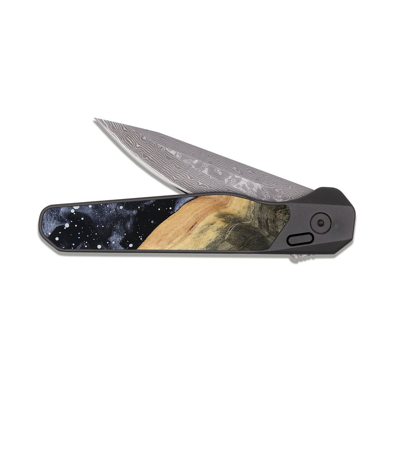 EDC Dark Damascus Wood Pocket Knife - Josue (Cosmos, 807391)