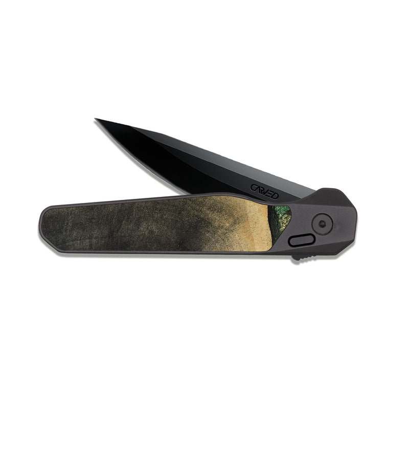 EDC Dark Slate Wood Pocket Knife - Liliana (Green, 807443)