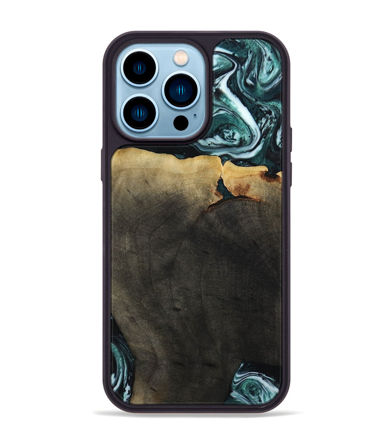 iPhone 14 Pro Max Wood Phone Case - Love (Green, 807447)