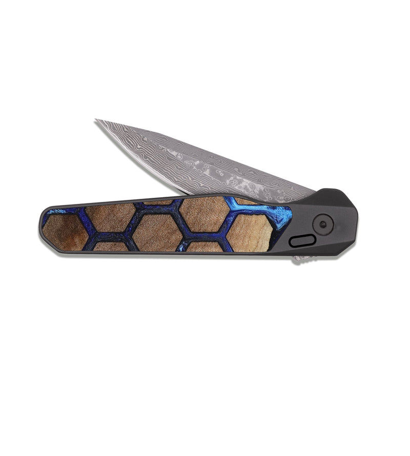 EDC Dark Damascus Wood Pocket Knife - Saanvi (Pattern, 807477)