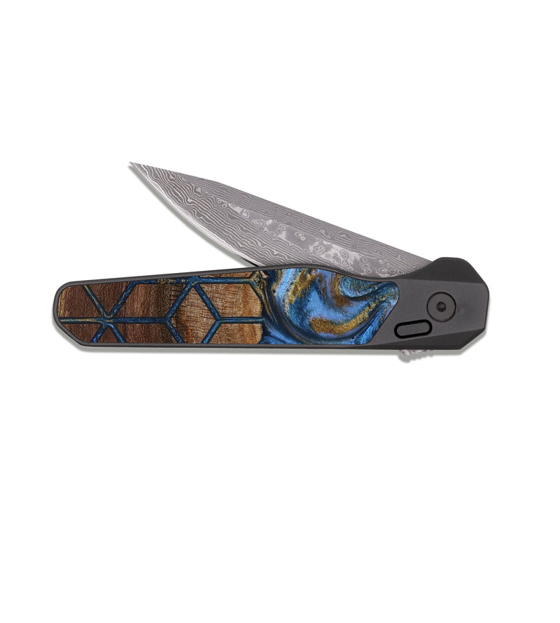 EDC Dark Damascus Wood Pocket Knife - Mona (Pattern, 807481)
