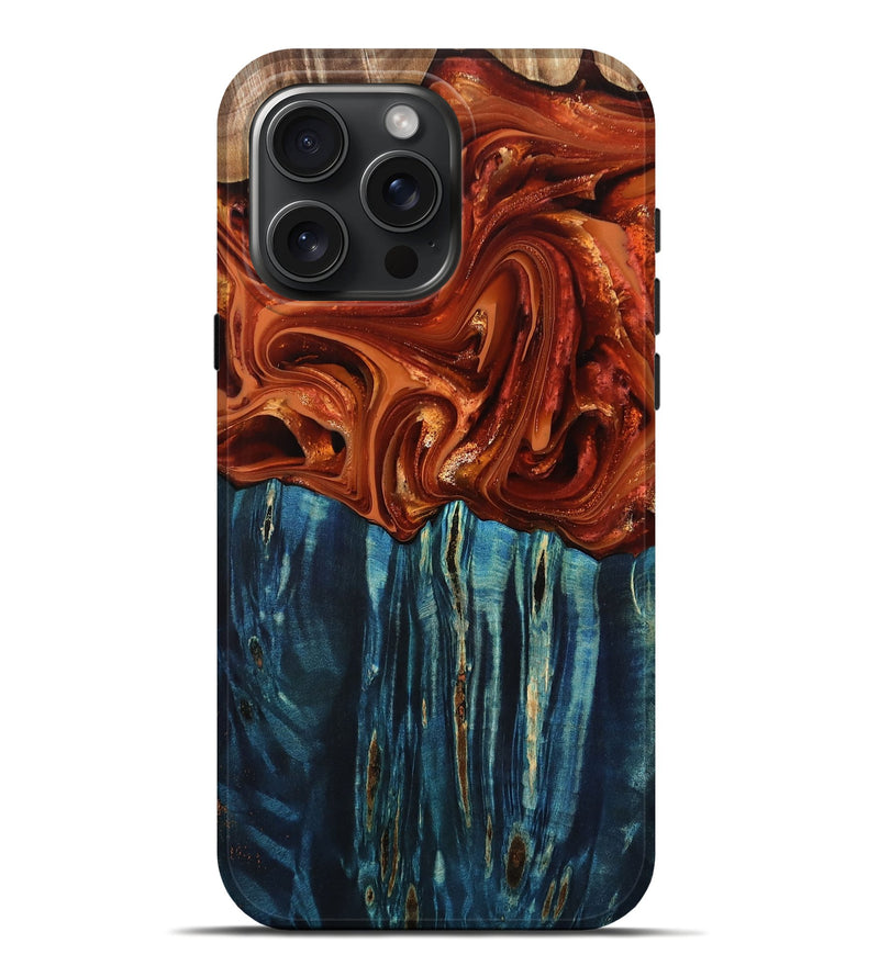 iPhone 16 Pro Max Wood Live Edge Phone Case - Briar (Red, 807493)