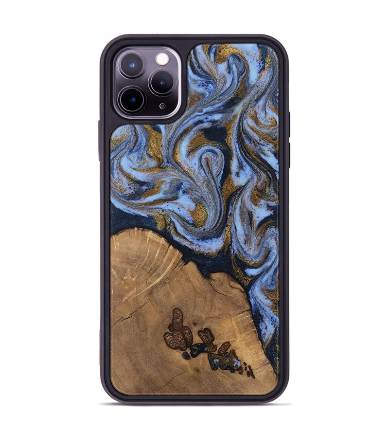 iPhone 11 Pro Max Wood Phone Case - Delphia (Teal & Gold, 807504)