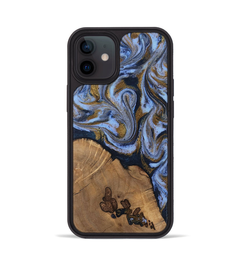 iPhone 12 Wood Phone Case - Delphia (Teal & Gold, 807504)