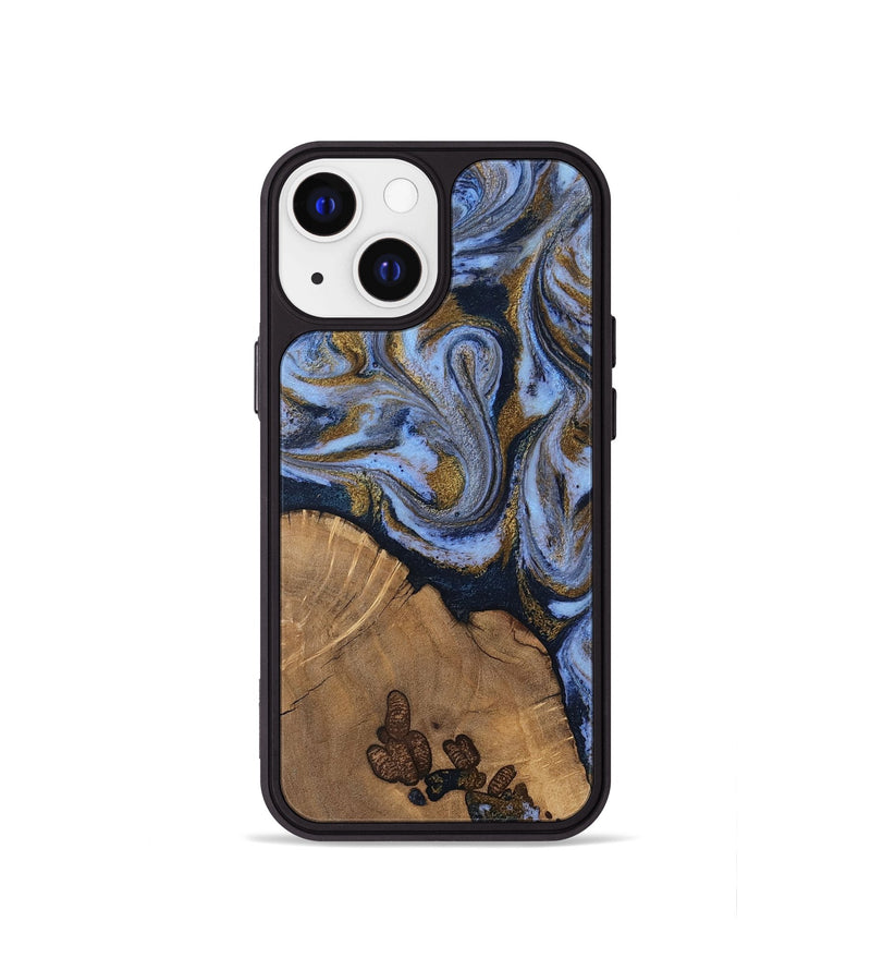 iPhone 13 mini Wood Phone Case - Delphia (Teal & Gold, 807504)