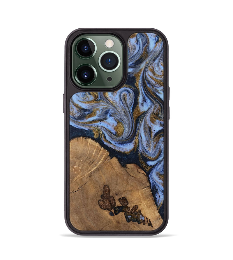iPhone 13 Pro Wood Phone Case - Delphia (Teal & Gold, 807504)