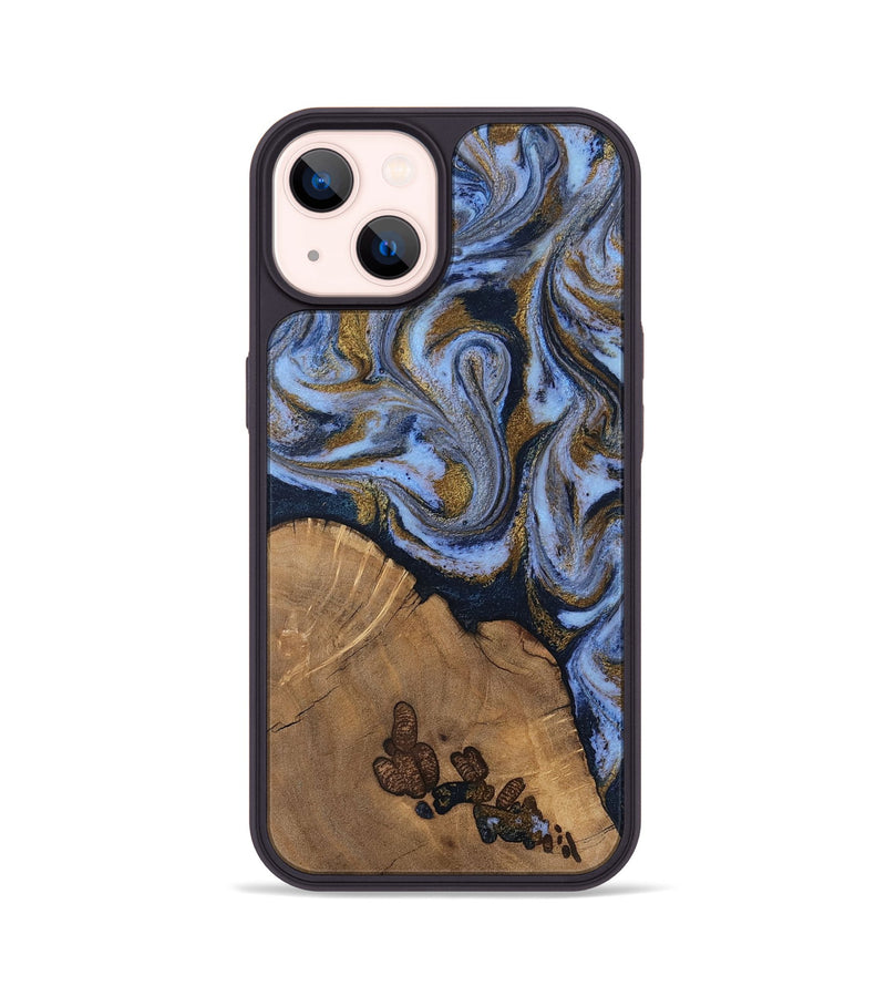 iPhone 14 Wood Phone Case - Delphia (Teal & Gold, 807504)