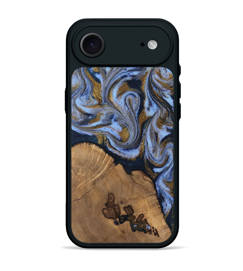 iPhone 17 Air Wood Phone Case - Delphia (Teal & Gold, 807504)