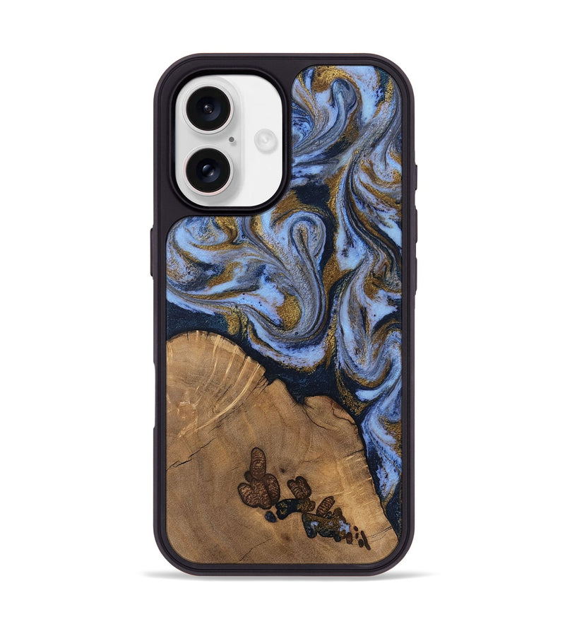 iPhone 17 Wood Phone Case - Delphia (Teal & Gold, 807504)