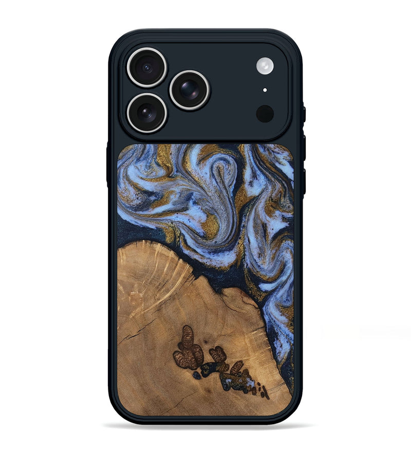 iPhone 17 Pro Max Wood Phone Case - Delphia (Teal & Gold, 807504)