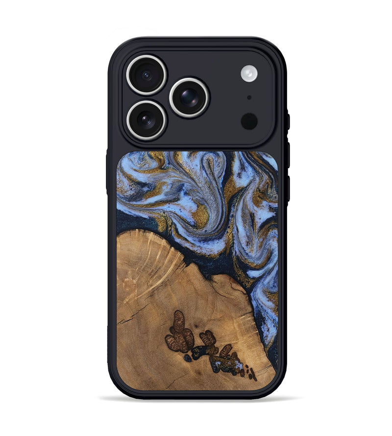 iPhone 17 Pro Wood Phone Case - Delphia (Teal & Gold, 807504)