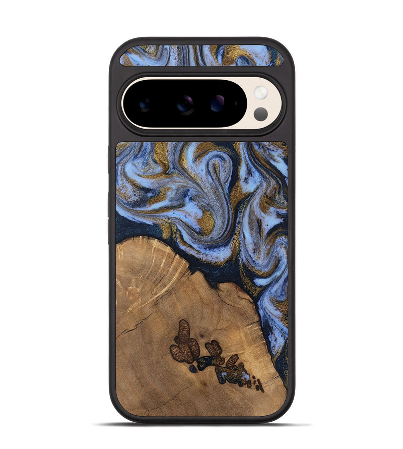 Pixel 10 Pro Wood Phone Case - Delphia (Teal & Gold, 807504)