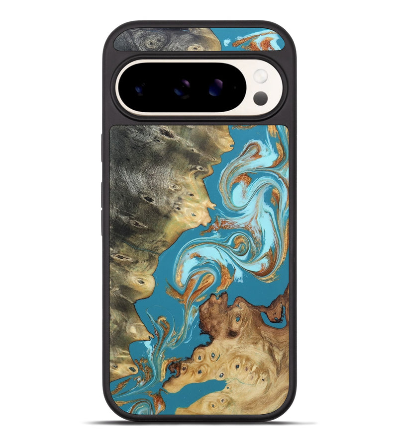 Pixel 9 Pro XL Wood Phone Case - Louann (Teal & Gold, 807505)
