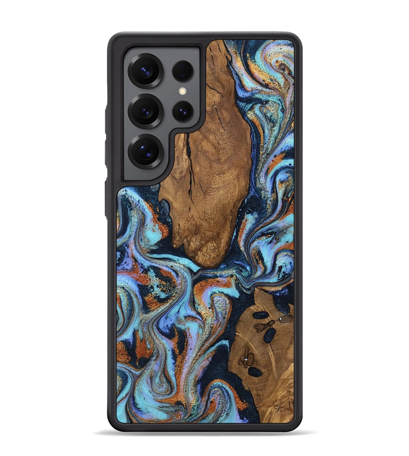 Galaxy S25 Ultra Wood Phone Case - Damaris (Teal & Gold, 807506)