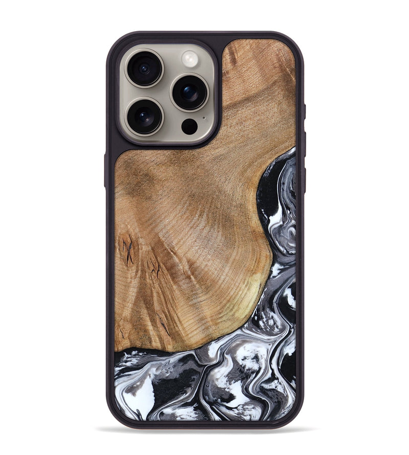 iPhone 15 Pro Max Wood Phone Case - Webster (Black & White, 807512)