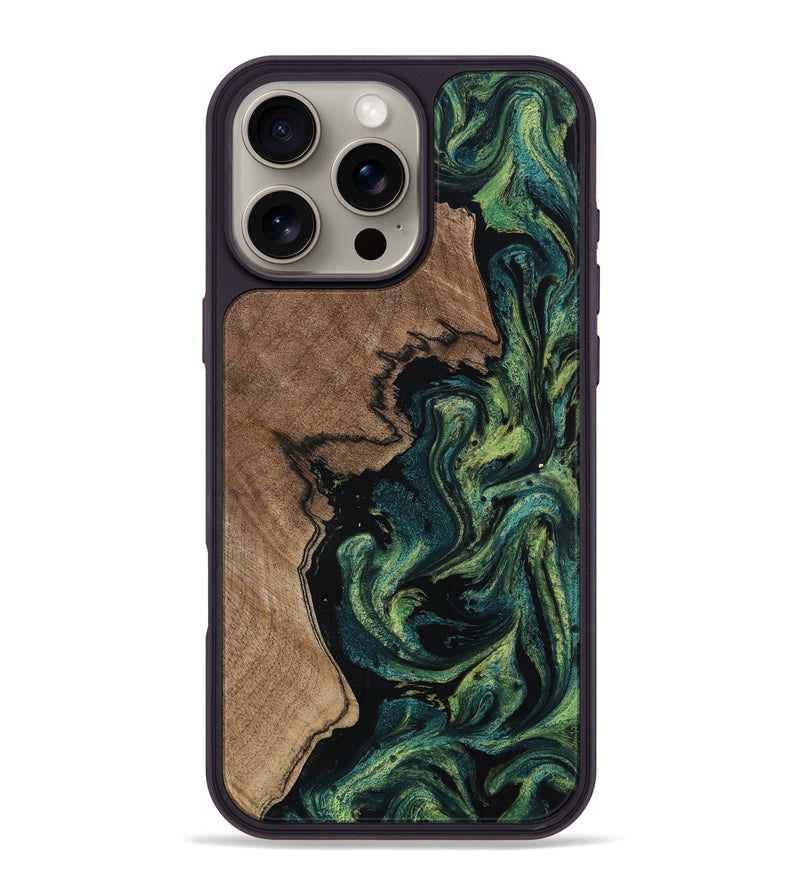 iPhone 16 Pro Max Wood Phone Case - James (Green, 807524)