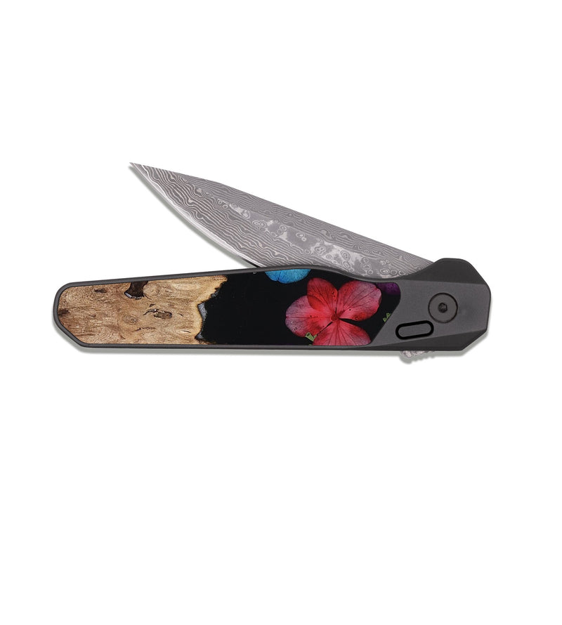 EDC Dark Damascus Wood Pocket Knife - Hester (Bloom, 807623)