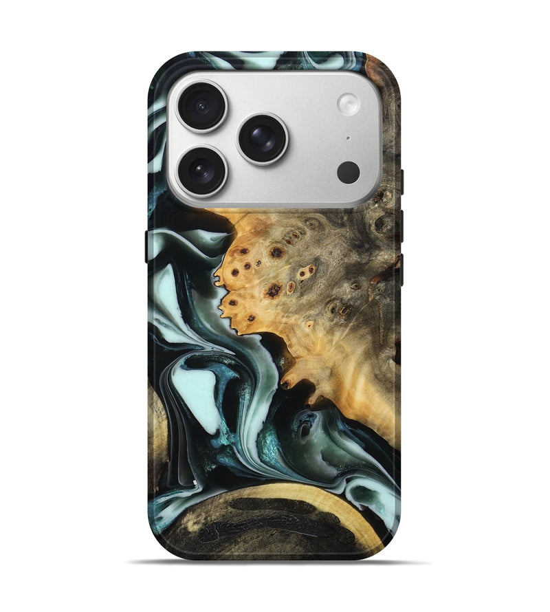 iPhone 17 Pro Wood Live Edge Phone Case - Saniya (Green, 807673)