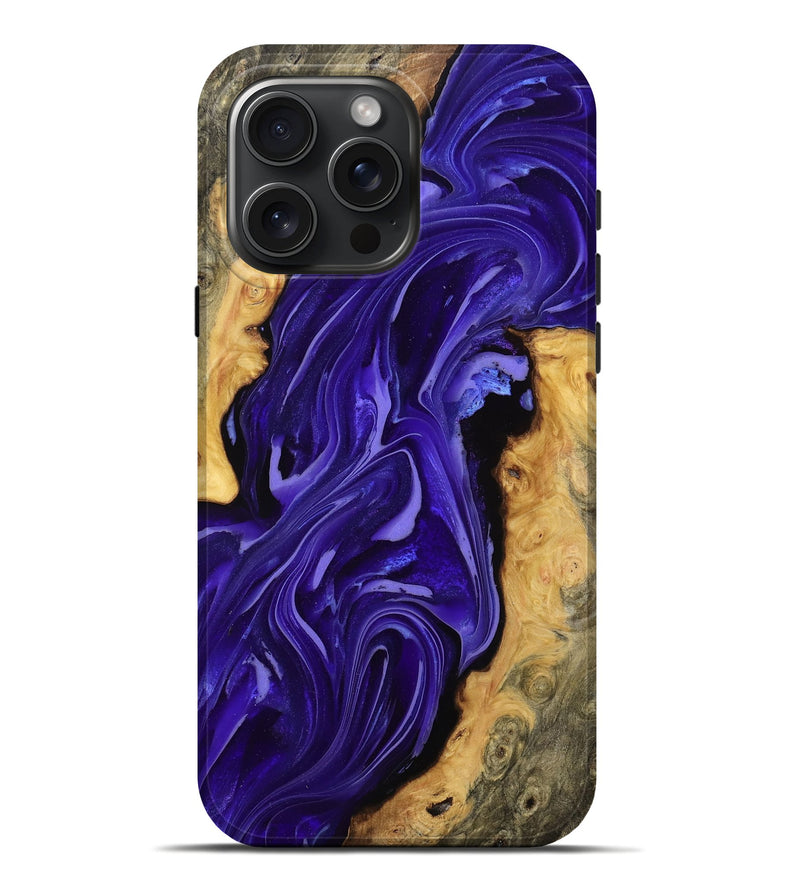 iPhone 16 Pro Max Wood Live Edge Phone Case - Pansy (Purple, 807675)