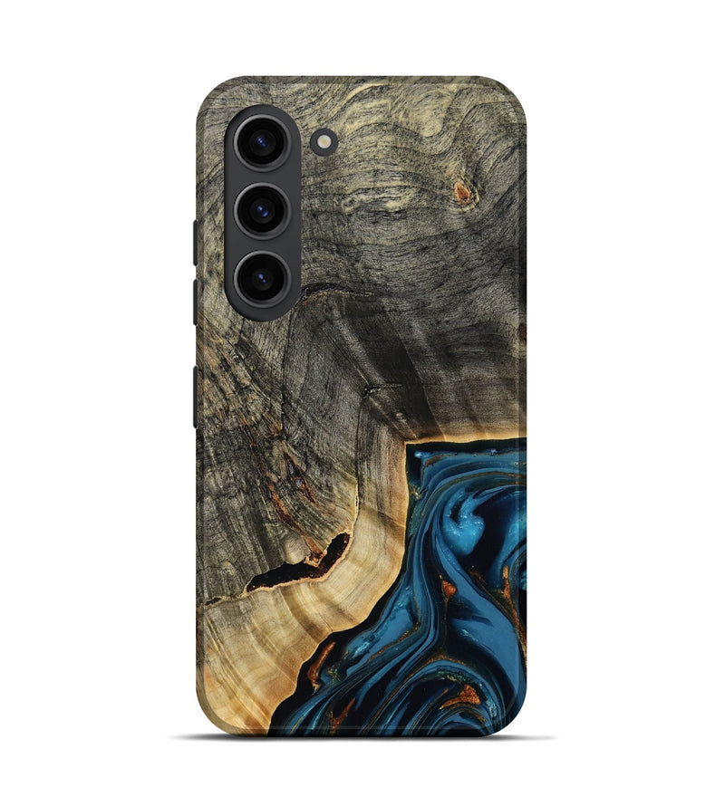 Galaxy S23 Wood Live Edge Phone Case - Lonie (Teal & Gold, 807700)