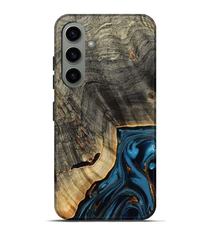 Galaxy S24 Plus Wood Live Edge Phone Case - Lonie (Teal & Gold, 807700)