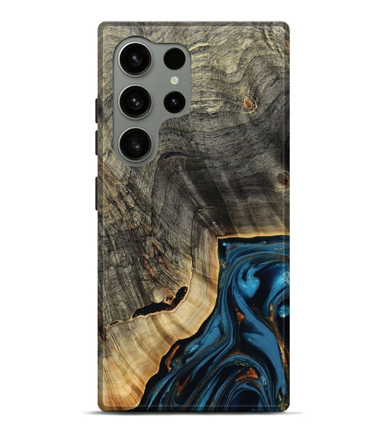 Galaxy S24 Ultra Wood Live Edge Phone Case - Lonie (Teal & Gold, 807700)
