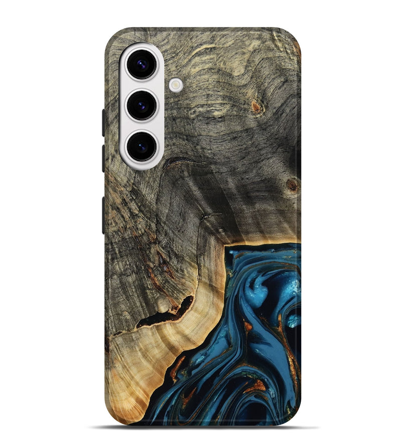 Galaxy S25 Plus Wood Live Edge Phone Case - Lonie (Teal & Gold, 807700)