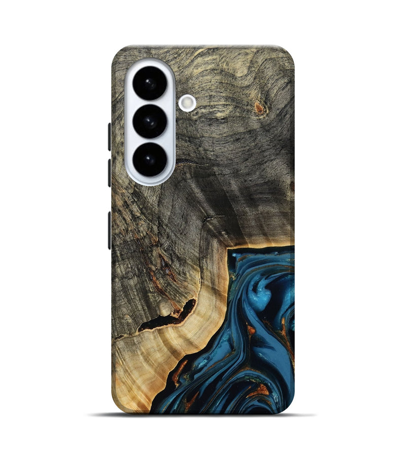 Galaxy S26 Wood Live Edge Phone Case - Lonie (Teal & Gold, 807700)
