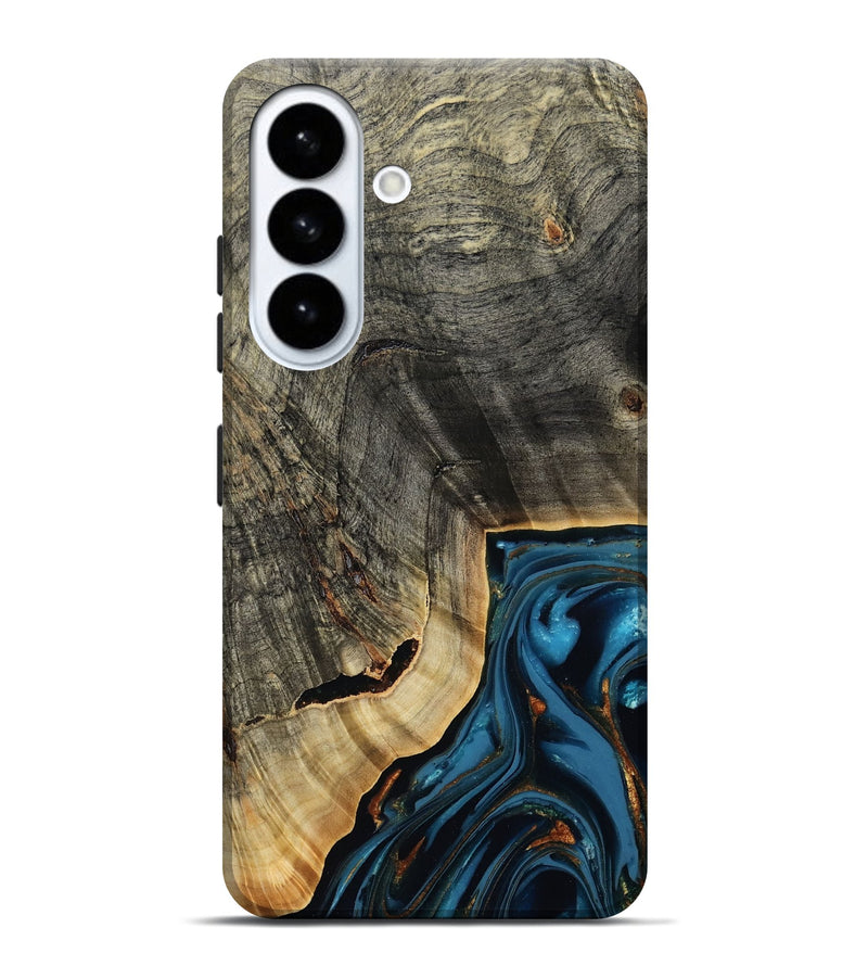 Galaxy S26 Plus Wood Live Edge Phone Case - Lonie (Teal & Gold, 807700)