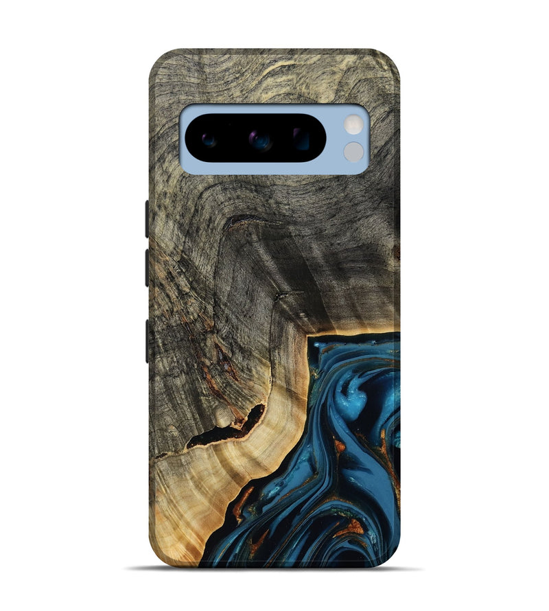 Pixel 8 Pro Wood Live Edge Phone Case - Lonie (Teal & Gold, 807700)