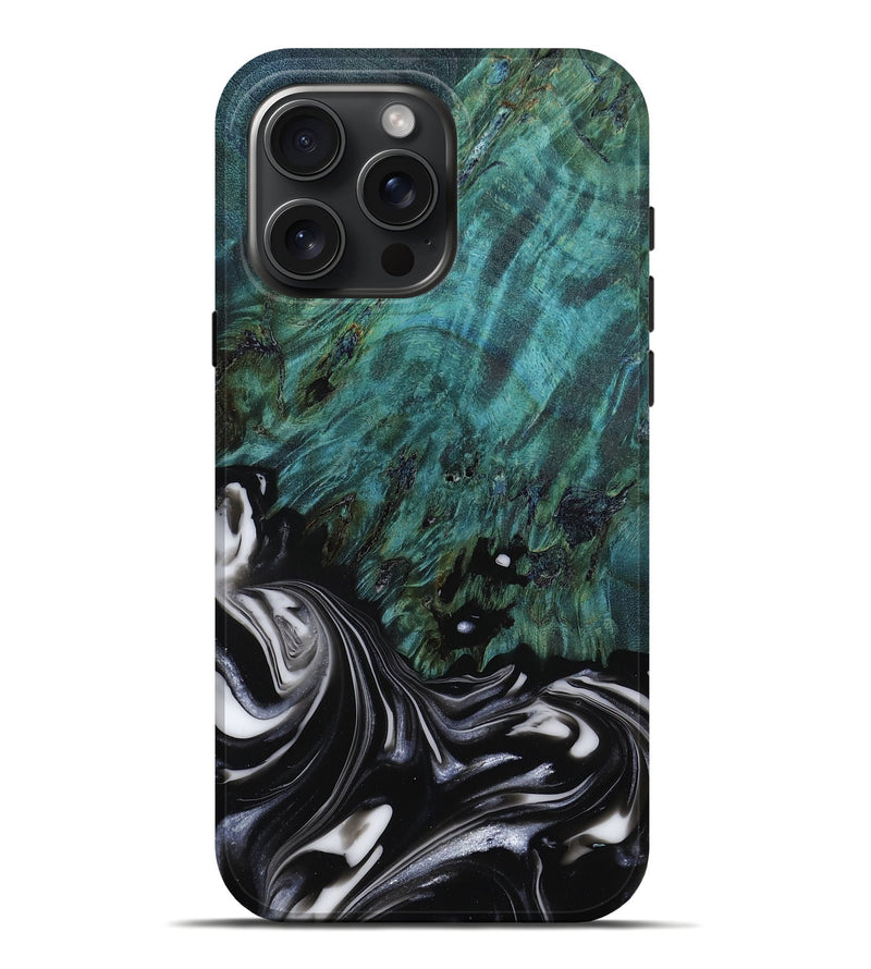 iPhone 16 Pro Max Wood Live Edge Phone Case - Georgia (Black & White, 807705)