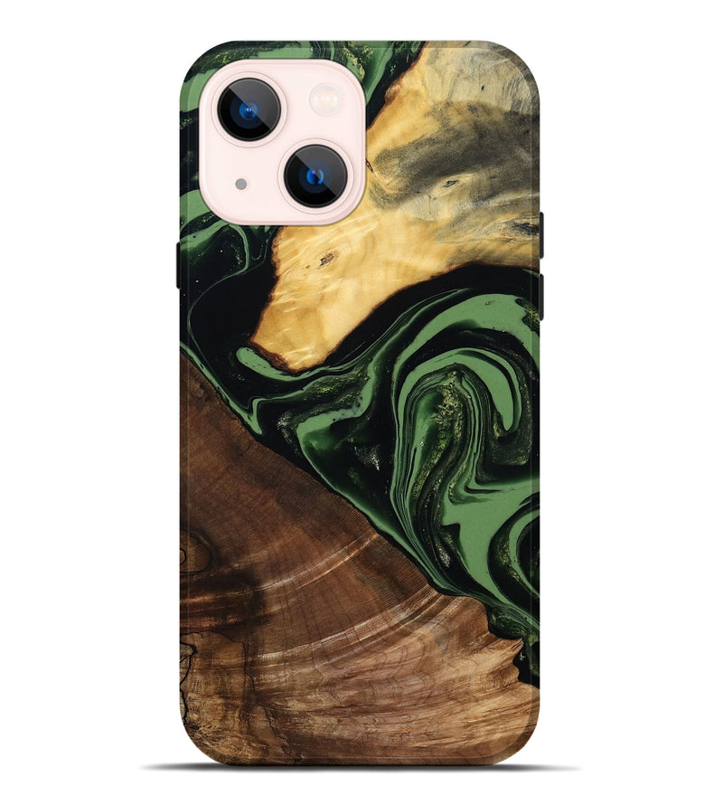 iPhone 14 Plus Wood Live Edge Phone Case - Elden (Green, 807710)