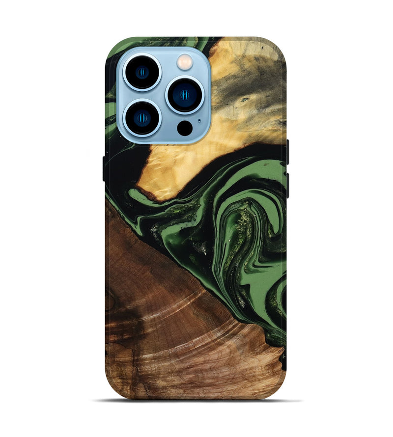 iPhone 14 Pro Wood Live Edge Phone Case - Elden (Green, 807710)
