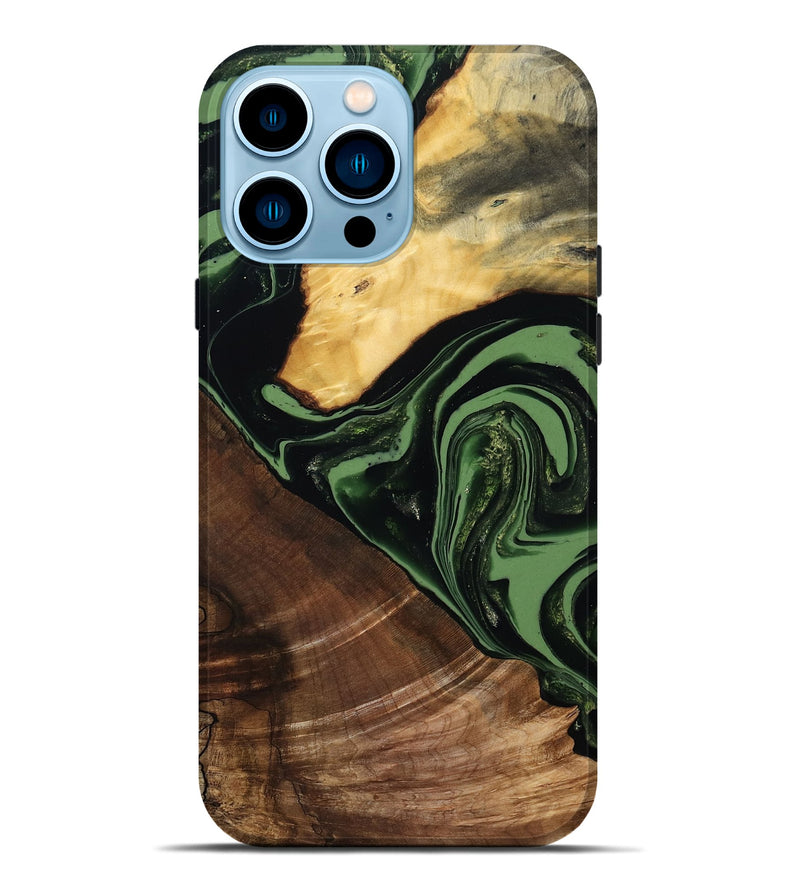 iPhone 14 Pro Max Wood Live Edge Phone Case - Elden (Green, 807710)