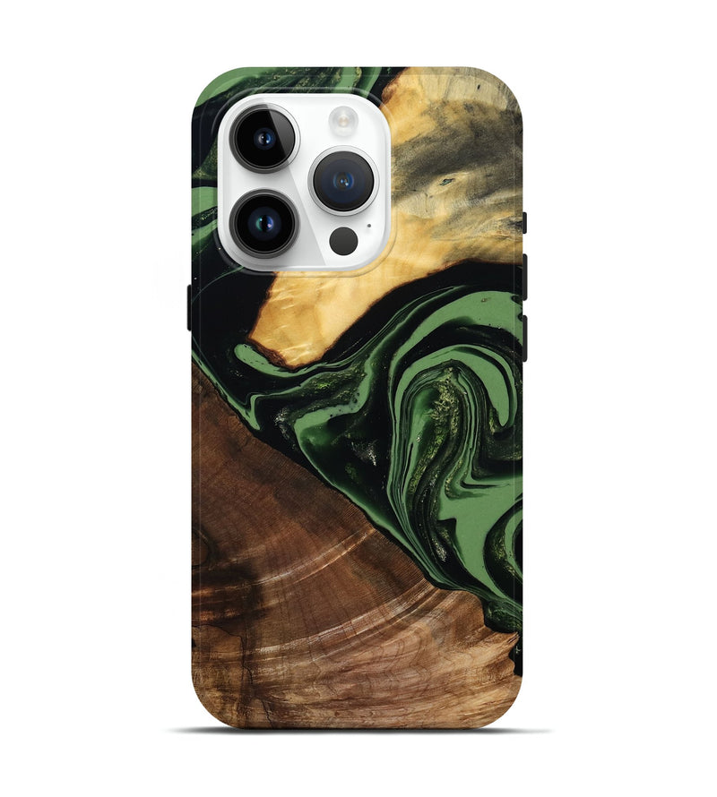iPhone 15 Pro Wood Live Edge Phone Case - Elden (Green, 807710)